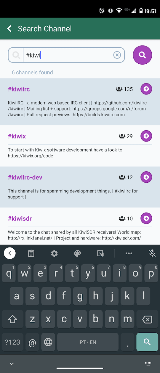 KiwiIRC Mobile screenshot